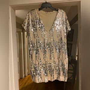 By Together Champagne Sequin V-Neck Mini Dress